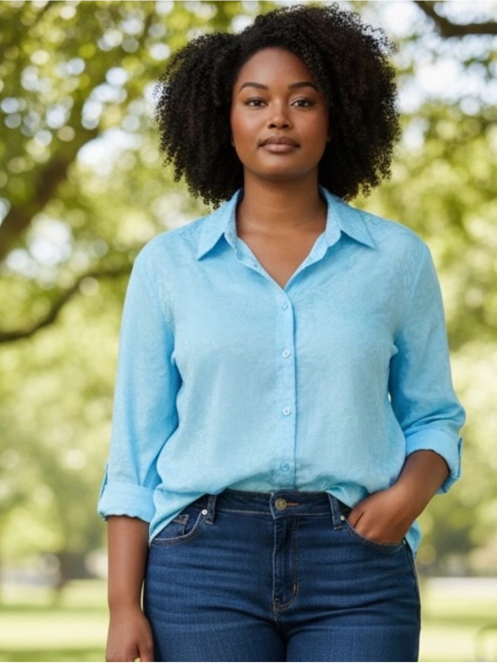 Studio SW Works Light Blue Women's Button-Down Shirt